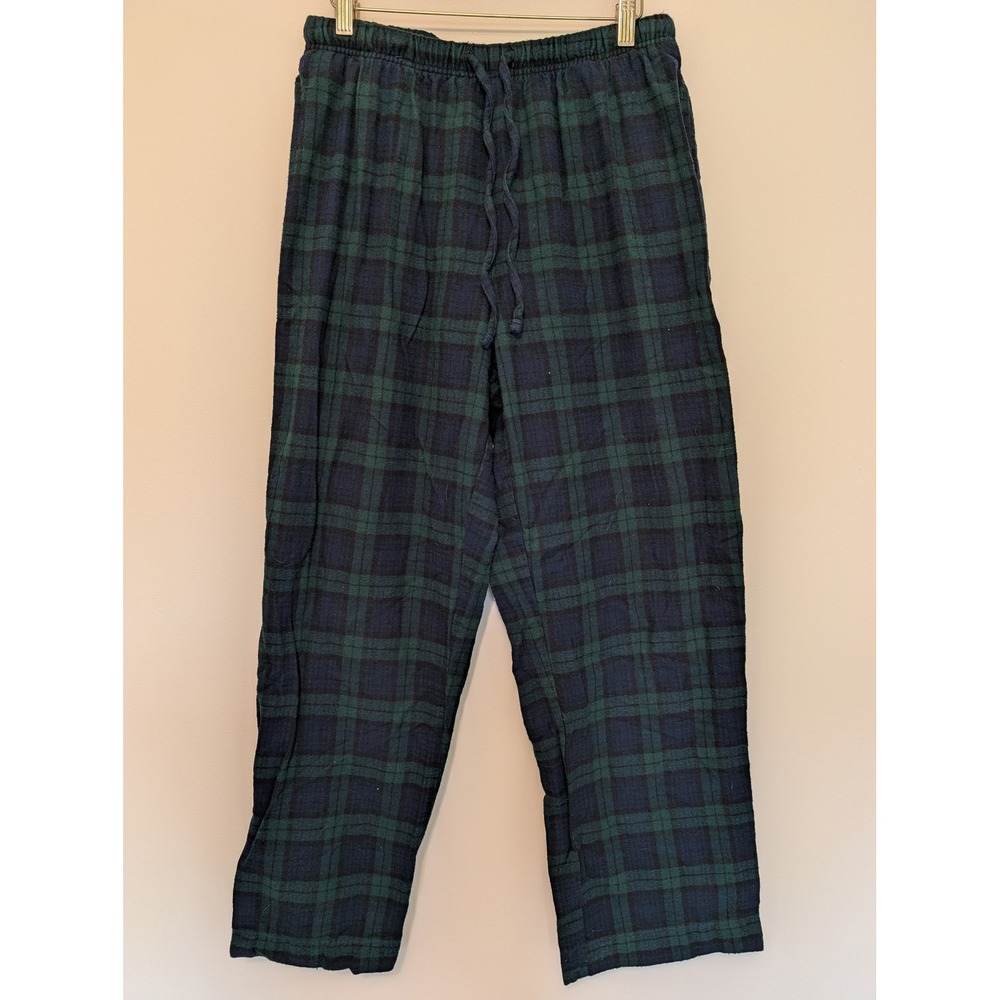 LL Bean Womens M Black Watch Plaid Cotton Flannel Pajama Pants (fits 29 x 28)
